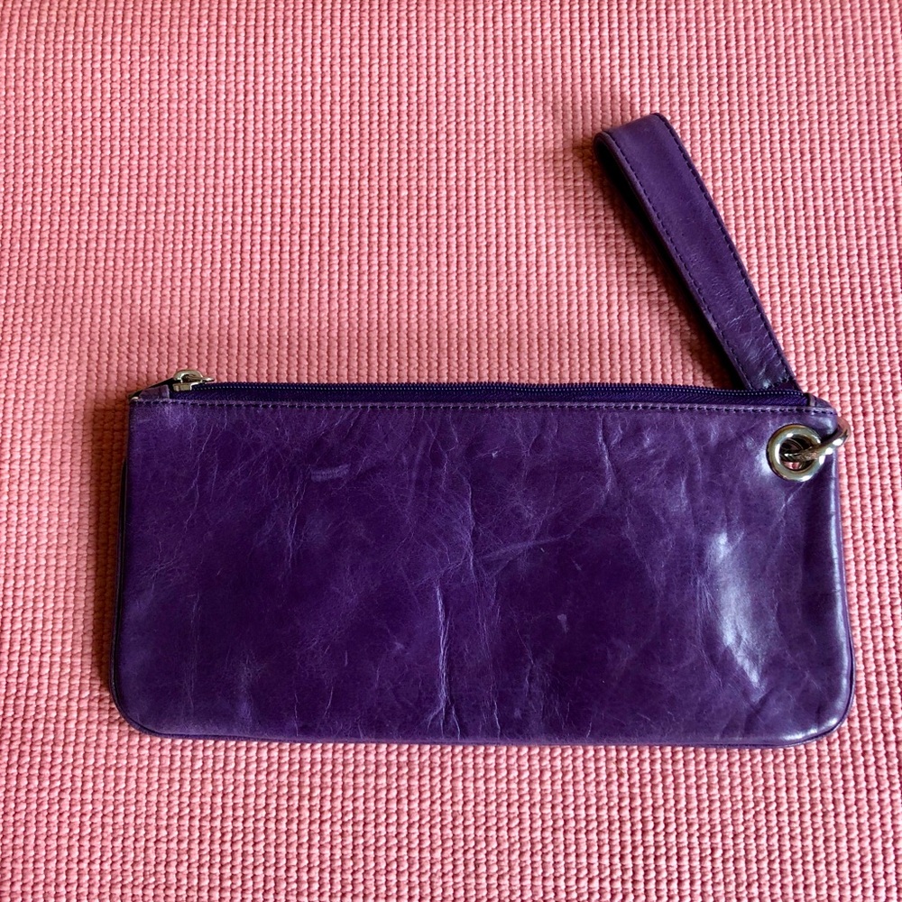 Hobo purple leather wristlet/clutch